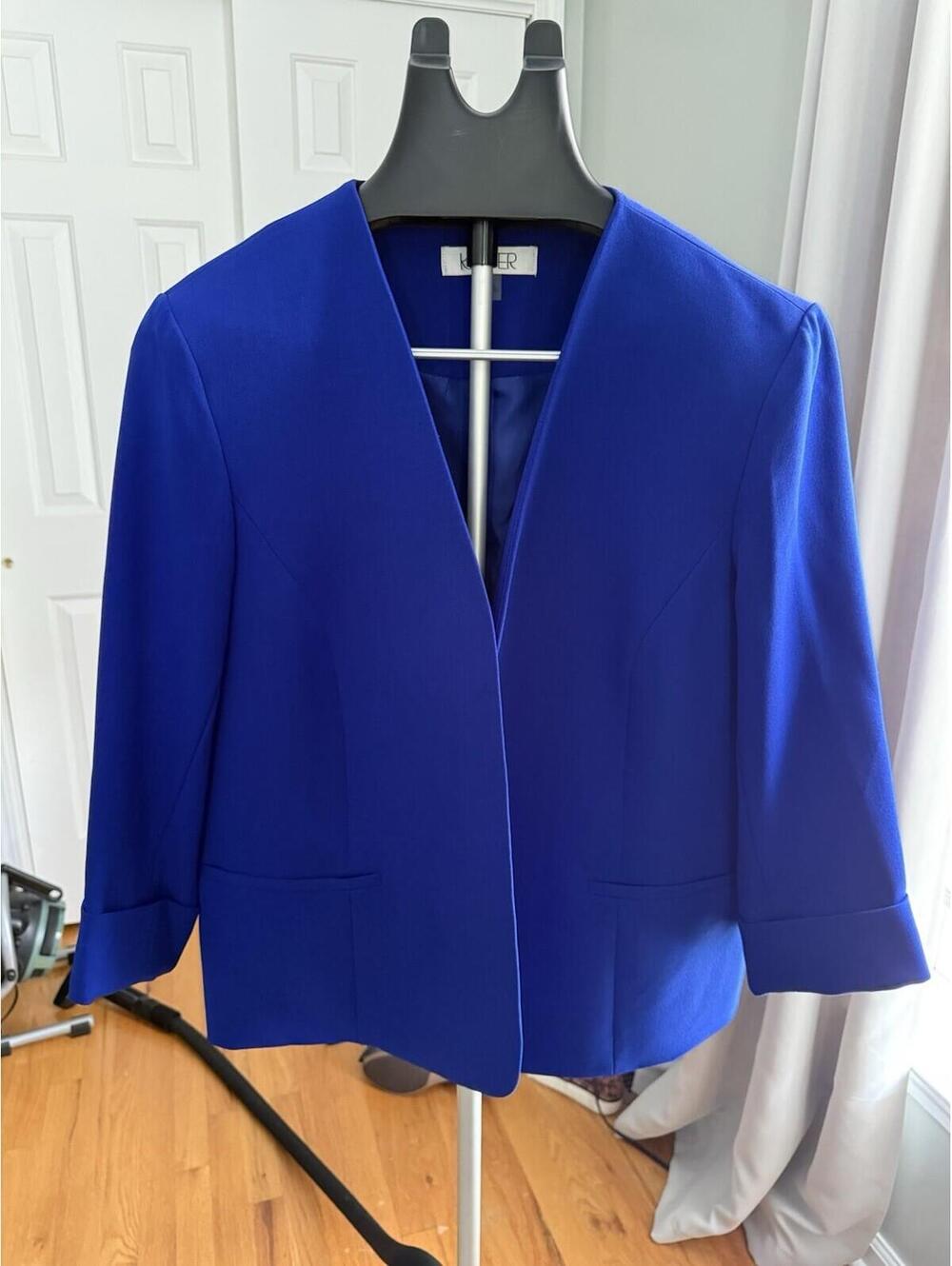 Kasper Cobalt Blue Open Front Blazer Womens 18 Career Office Core Jacket